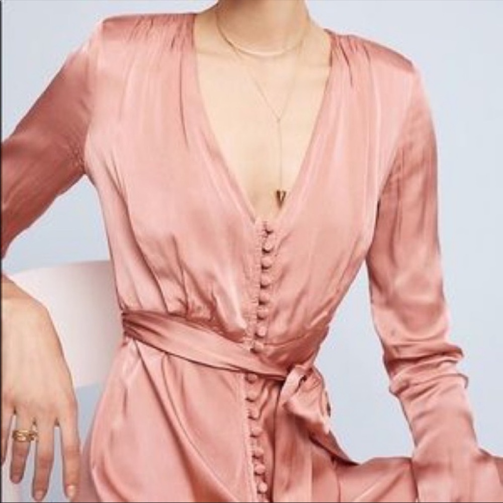Ghost London BHLDN Rose dawn satin pink midi dress